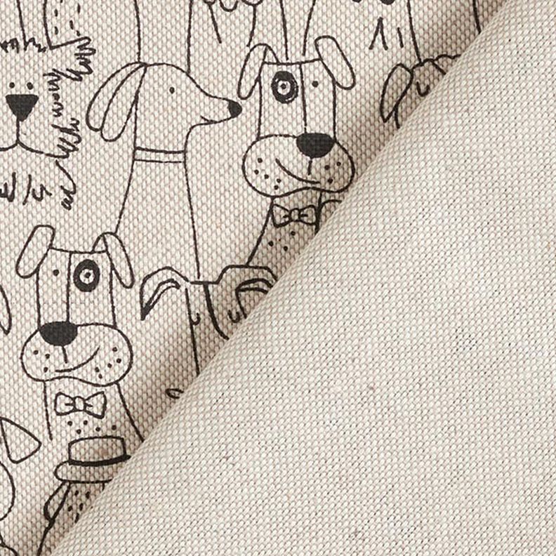 Decor Fabric Half Panama Cartoon Dogs – black/natural,  image number 4