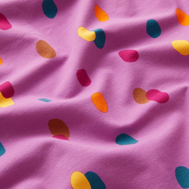French Terry colourful splashes – pastel violet/orange,  image number 2
