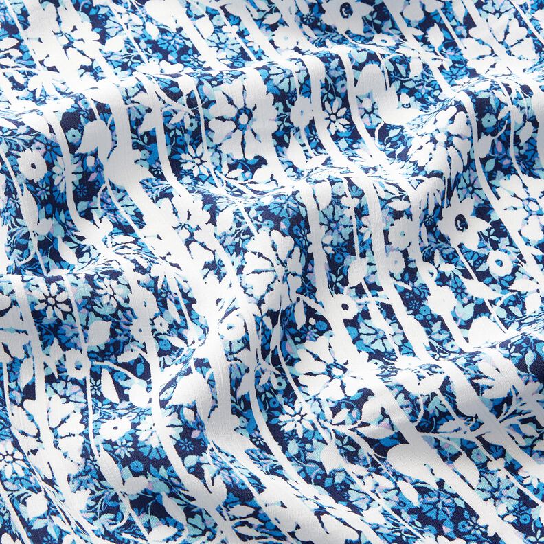 Viscose crepe flowers and branches – navy blue/light blue,  image number 2