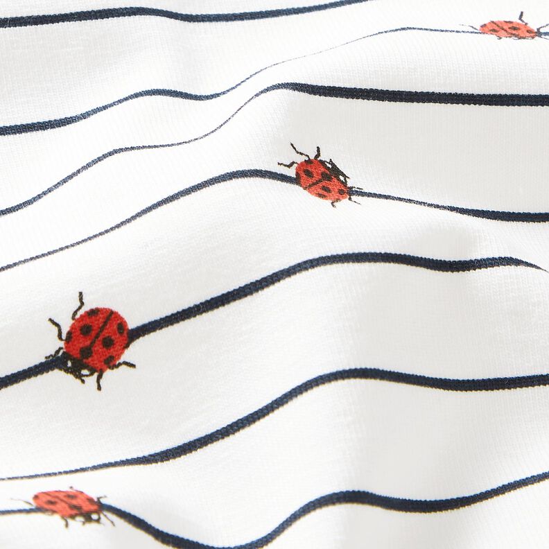 Cotton Jersey Stripes and ladybugs – offwhite,  image number 2