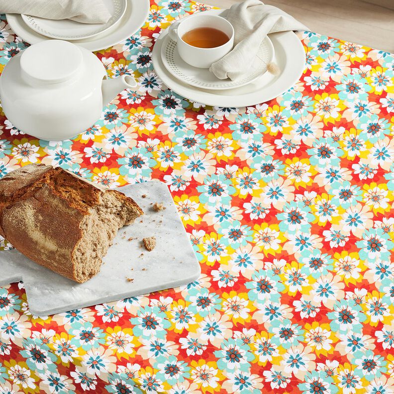 Coated Cotton Spring flowers – mint/terracotta,  image number 7