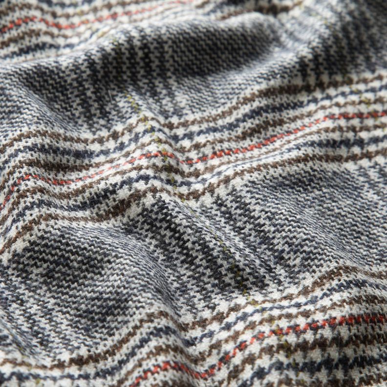 Coat fabric cotton mix Glen check – white/midnight blue,  image number 2