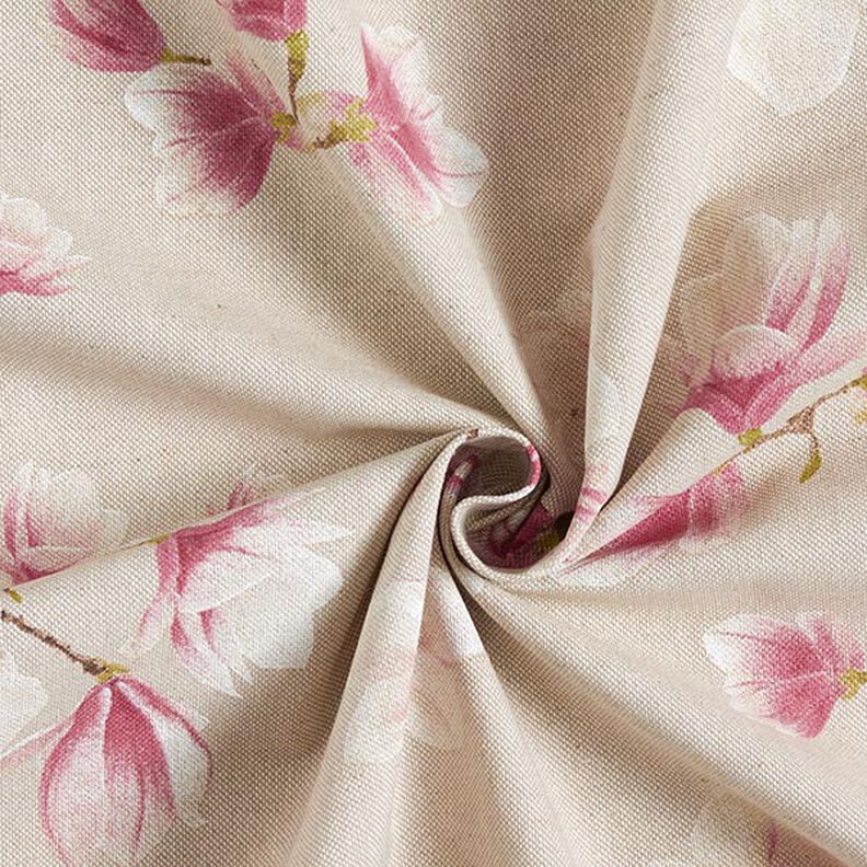 Decor Fabric Half Panama Magnolia Blossom – hollyhock/natural,  image number 3