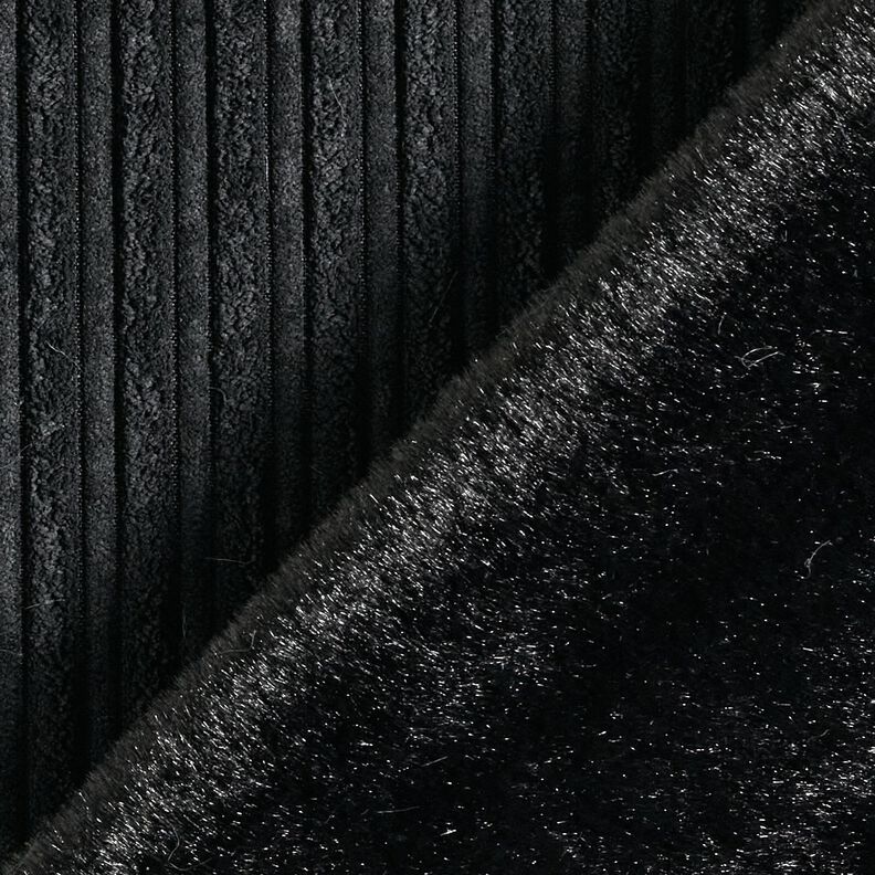 Corduroy with faux fur backing – black,  image number 4