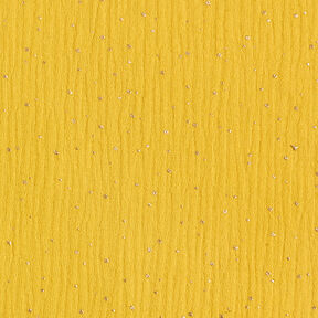 Scattered Gold Polka Dots Cotton Muslin – curry/gold, 
