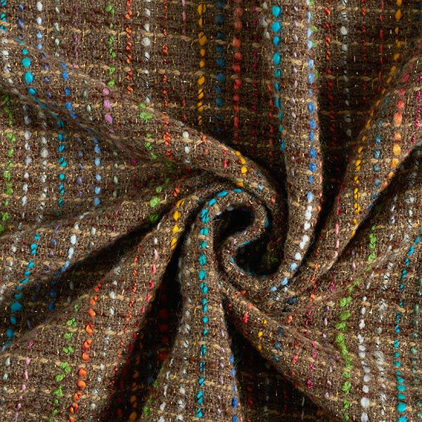 Colourful Stripes & Lurex Pure New Wool Blend Bouclé – medium brown,  image number 5