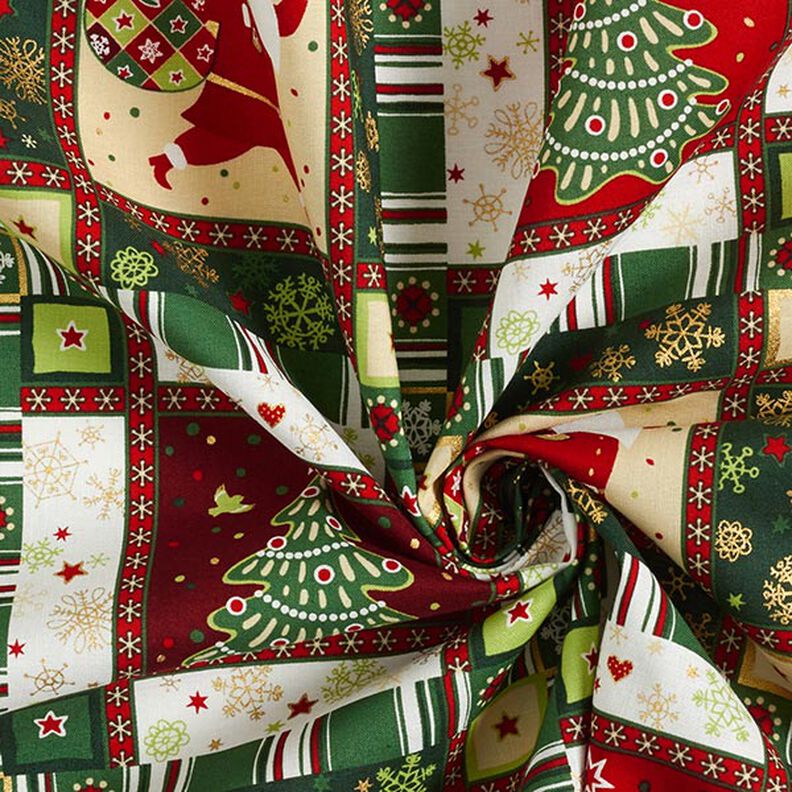Colourful Christmas cotton poplin fabric – green, image number 3
