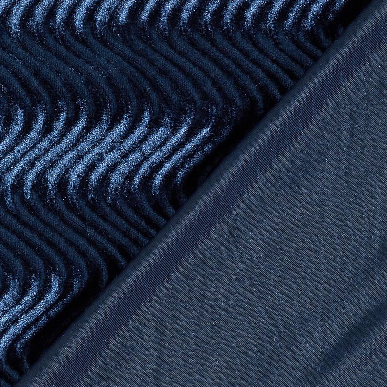 Stretch velvet embossed waves – navy blue,  image number 4