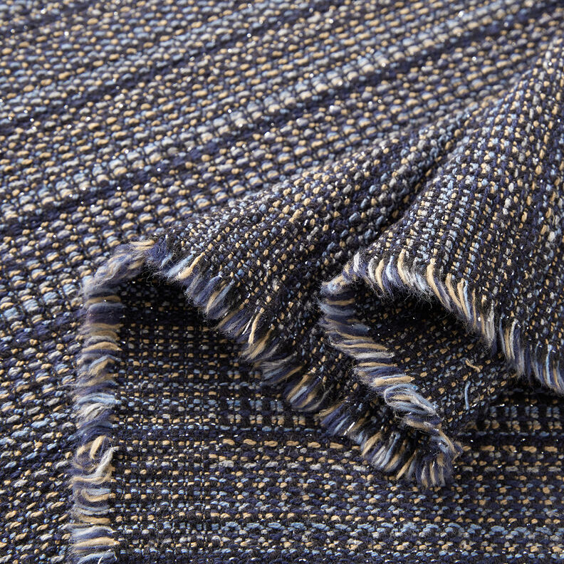 Textured glitter yarn coat fabric – midnight blue/dune,  image number 3