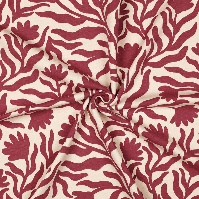 Brushed Sweatshirt Fabric unbleached Flowers | Poppy Fabrics – cream/berry,  image number 3