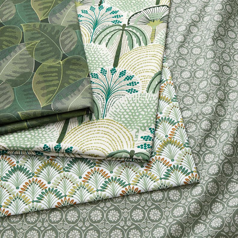 Decor Fabric Cotton Twill minimalist leaves – dark green, image number 5