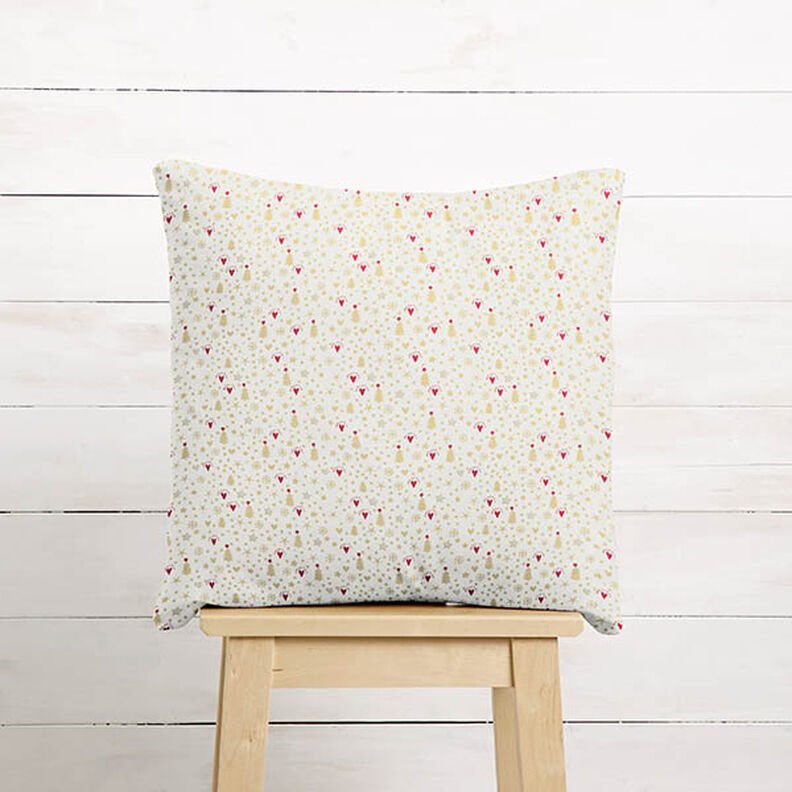 Cotton Poplin Hearts and Stars – offwhite/gold, image number 8
