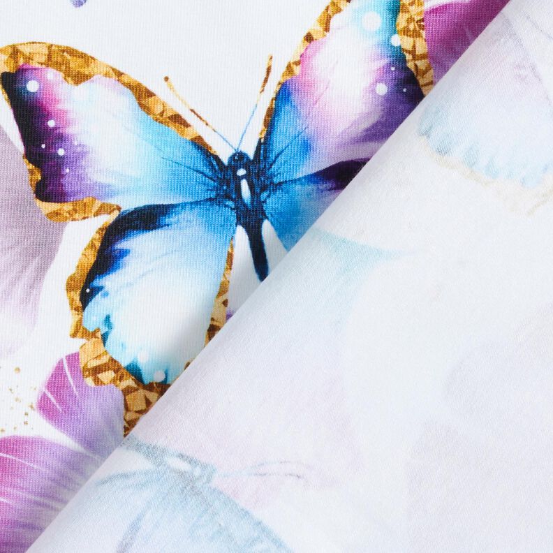 Cotton Jersey Ginkgo Butterflies | Glitzerpüppi  – white,  image number 4