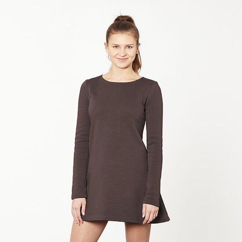 Light Cotton Sweatshirt Fabric Plain – dark brown,  image number 6