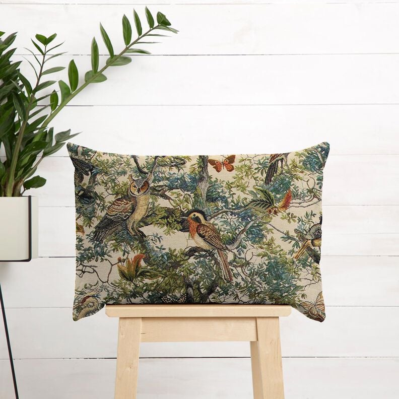 Decor Fabric Tapestry Fabric artistic birds – light beige/pine,  image number 5