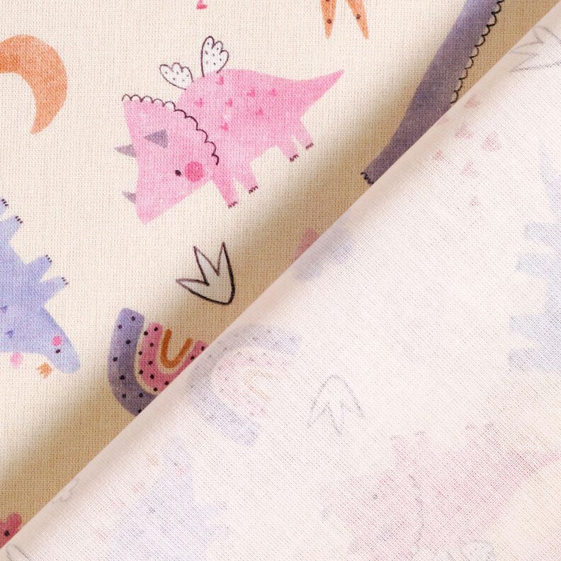 Cotton Poplin Dinosaur Princesses Digital Print – light beige,  image number 4