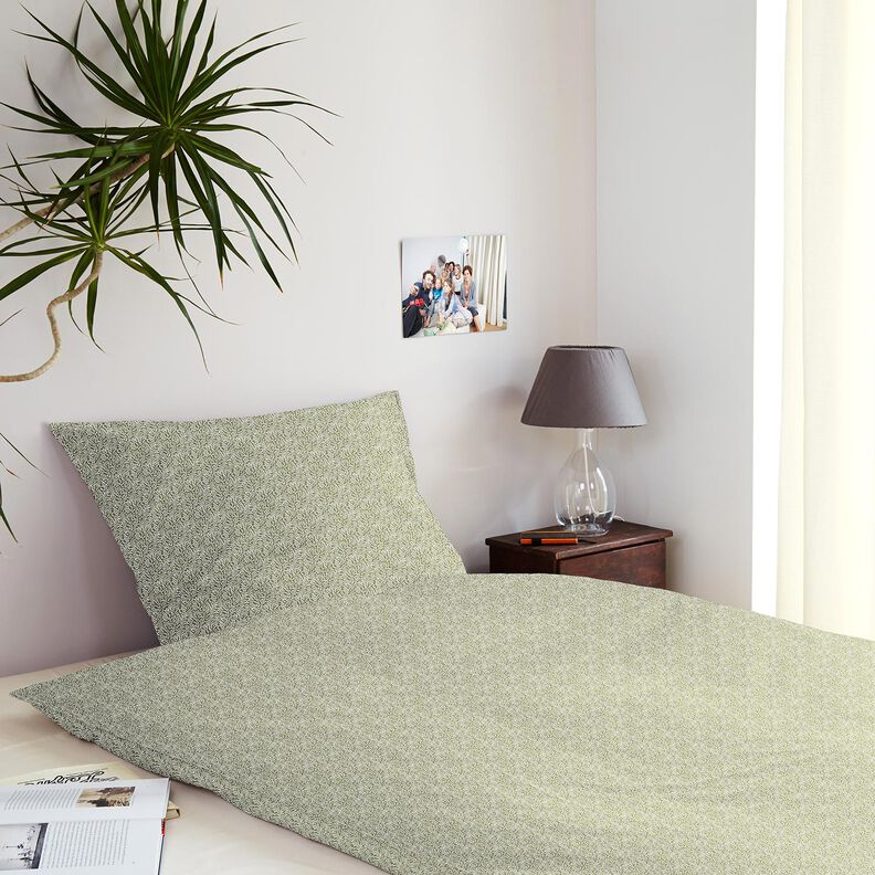 Cotton Cretonne Mini leaves – light khaki/white,  image number 7
