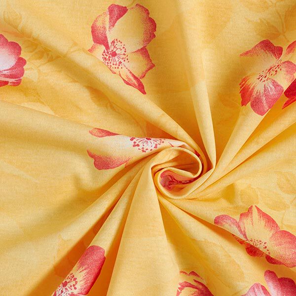 Large flowers cotton jersey – yellow,  image number 3