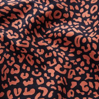 Baby Cord Neon Leopard – navy blue/copper, 