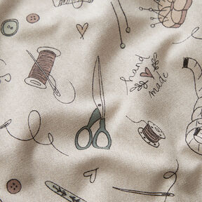 Decor Fabric Half Panama Sewing room – natural/black, 