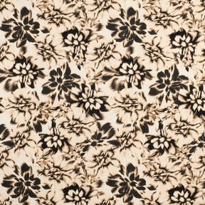 Viscose Linen Blend blurred flowers digital print – light beige/black, 