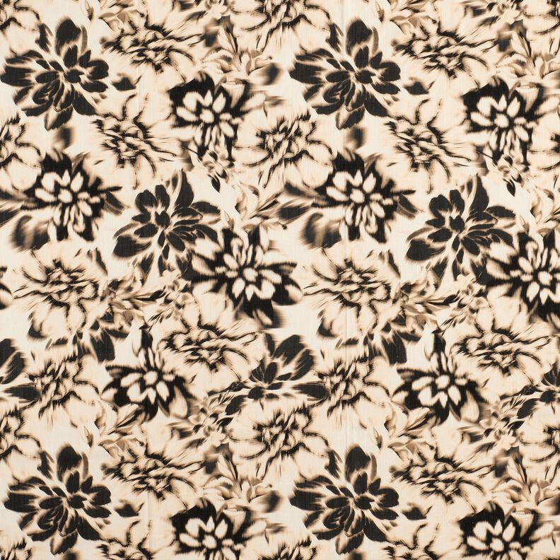 Viscose Linen Blend blurred flowers digital print – light beige/black,  image number 1