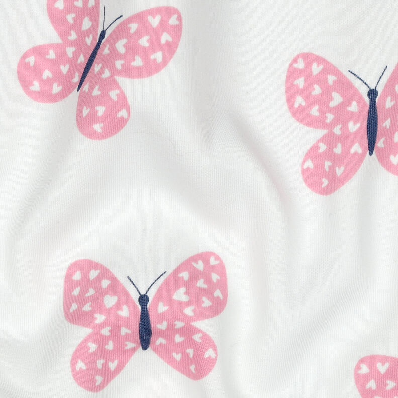 Brushed Sweatshirt Fabric Big Butterflies | Poppy Fabrics – ivory/pink,  image number 2