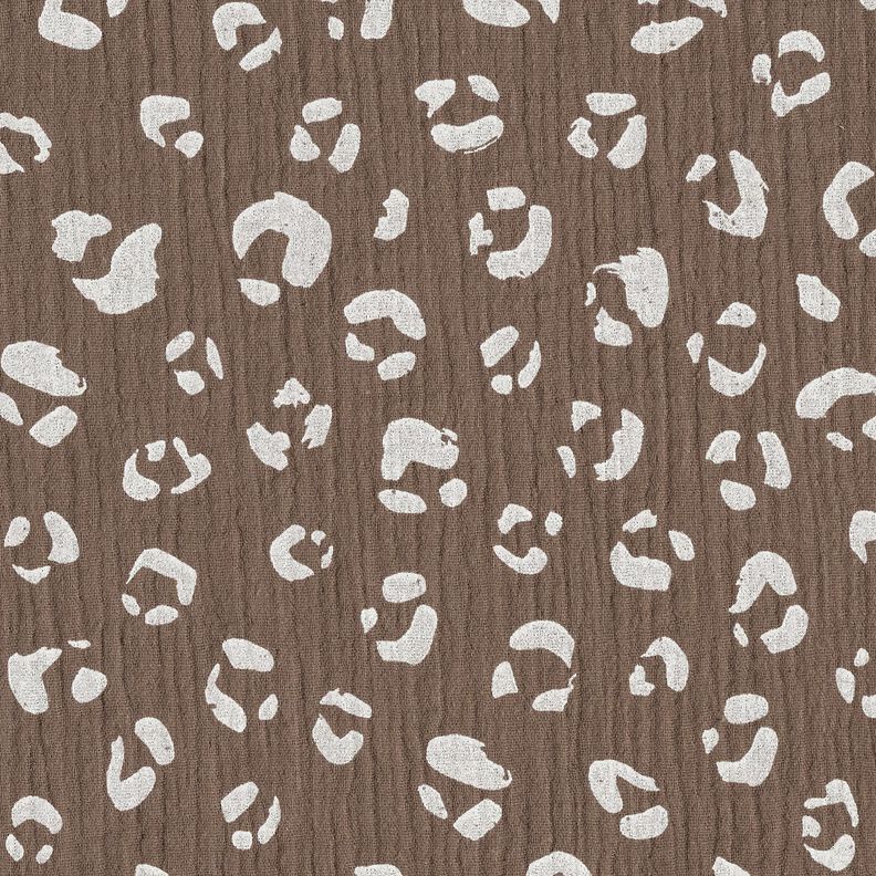Double Gauze/Muslin large leopard pattern – dark taupe/white,  image number 1
