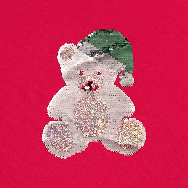 Panel French Terry Christmas teddy – offwhite/red, image number 7