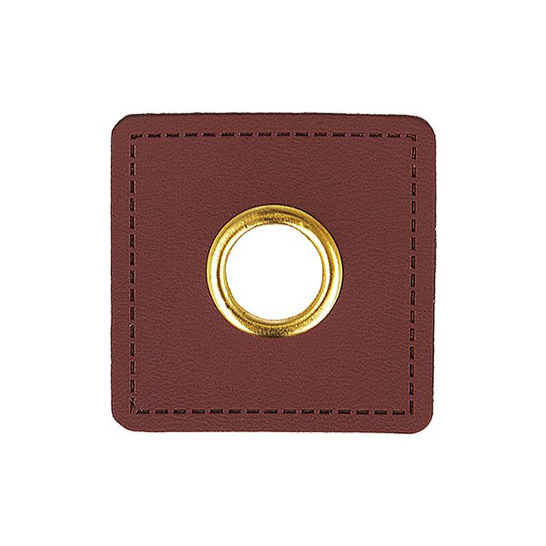 Faux leather with eyelet appliqué [ 4 pieces / Ø 10 mm ] – burgundy,  image number 1
