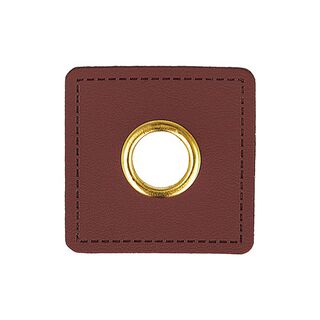 Faux leather with eyelet appliqué [ 4 pieces / Ø 10 mm ] – burgundy, 