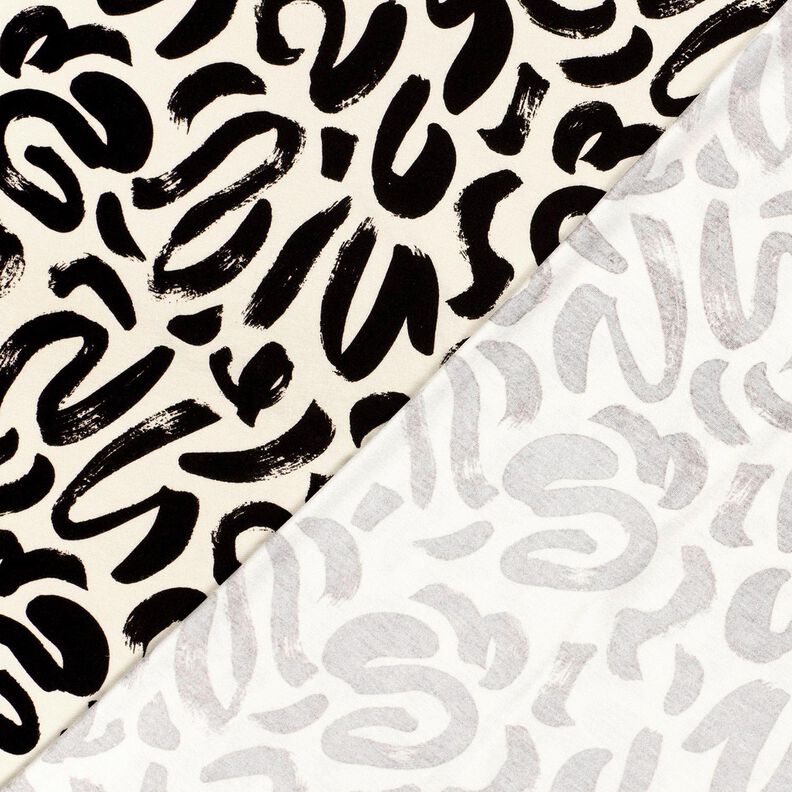 Viscose Jersey abstract brushstrokes – cream/black,  image number 4