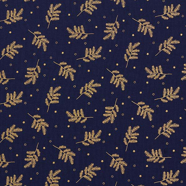 Christmas tree cotton poplin fabric – navy blue,  image number 1