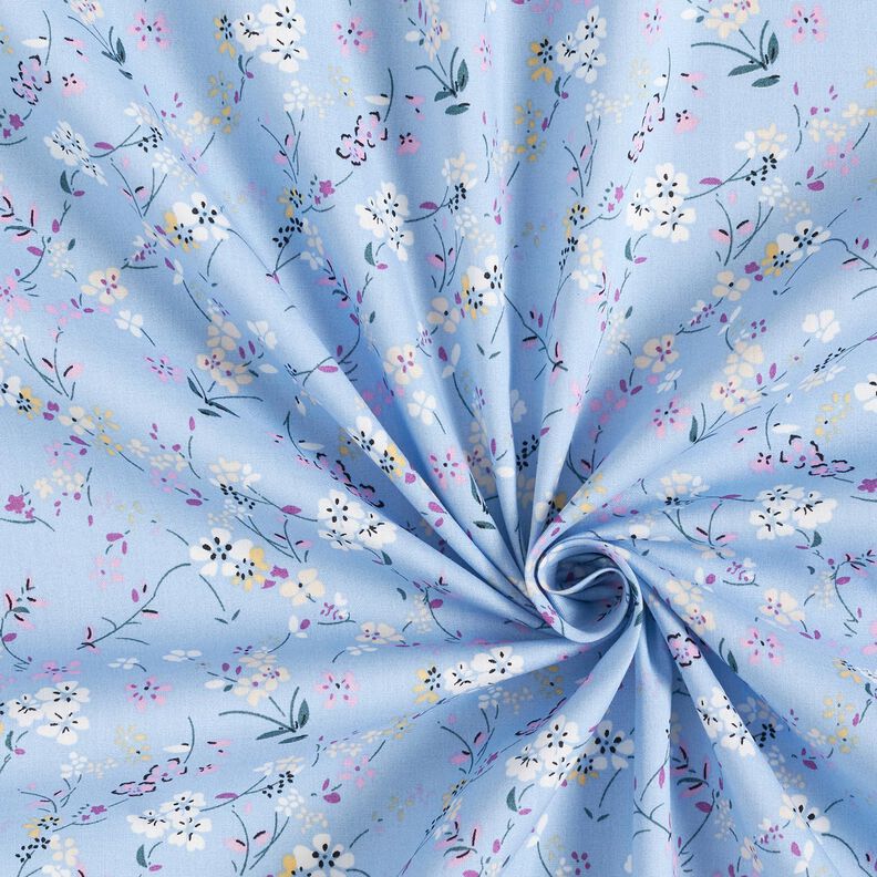 Delicate flowers cotton poplin – light blue/beige,  image number 3