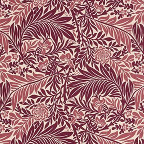 Decor Fabric Half Panama flowers and tendrils – natural/burgundy, 
