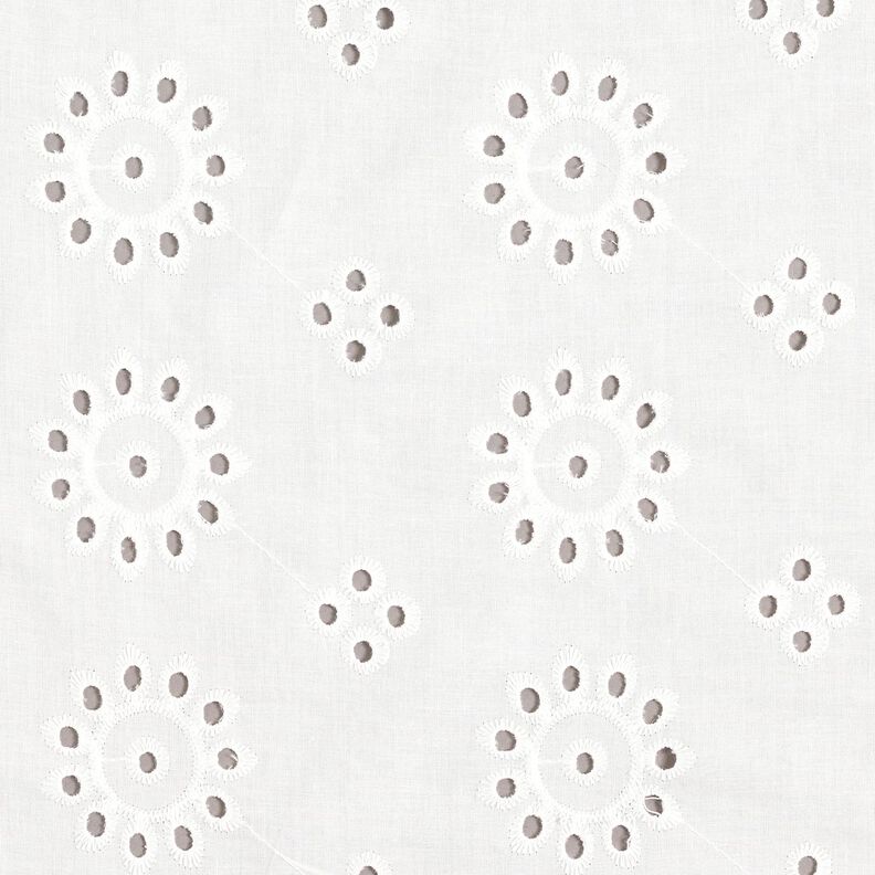 Floral broderie anglaise cotton fabric – white,  image number 1