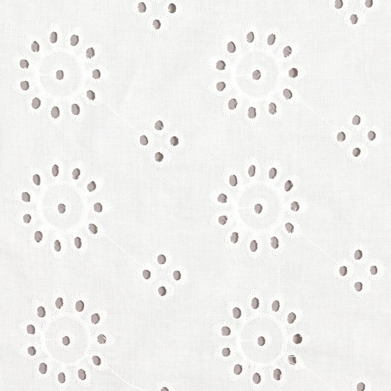 Floral broderie anglaise cotton fabric – white,  image number 1