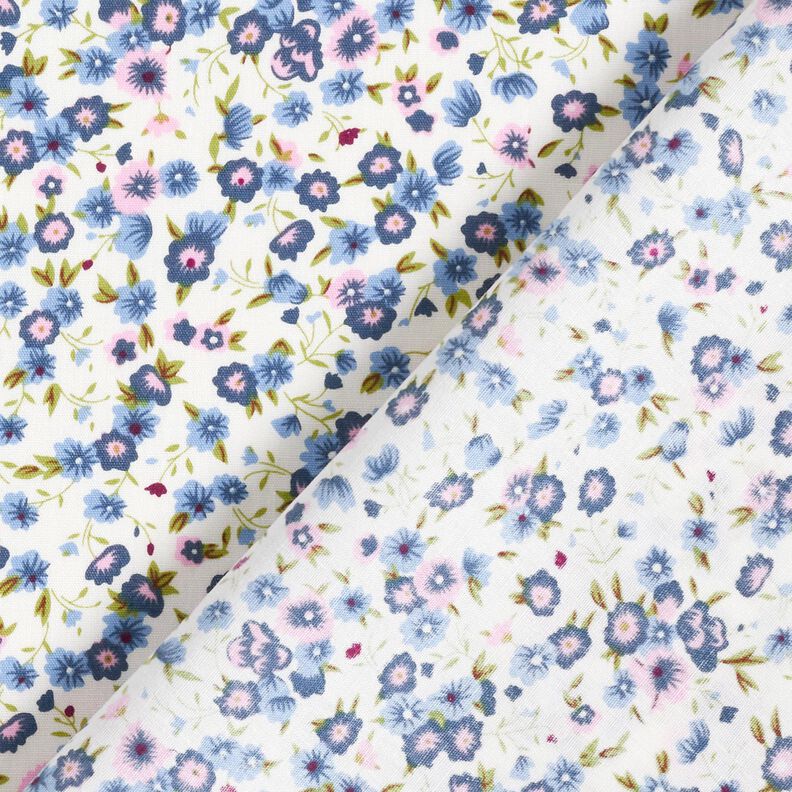 Millefleur cotton poplin – white/denim blue,  image number 4