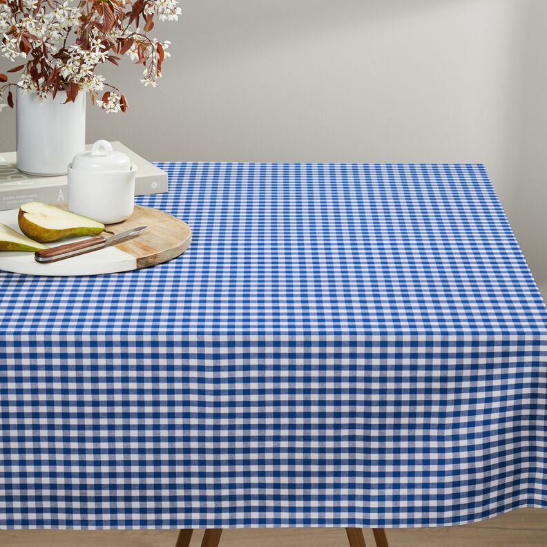 Cotton Vichy check 1 cm – royal blue/white, image number 7