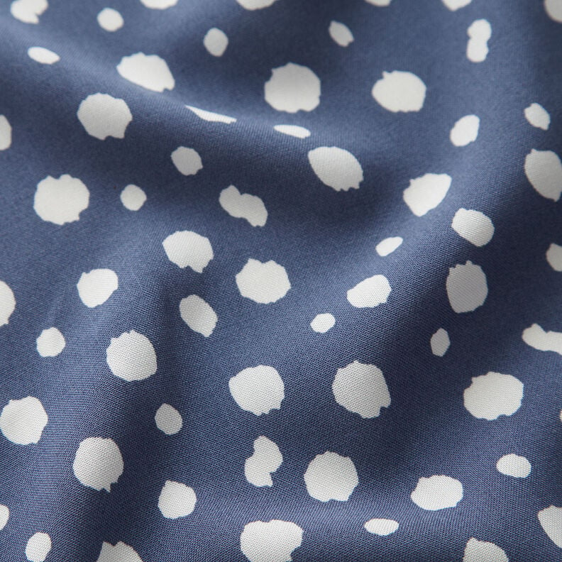 Irregular dots viscose fabric – steel blue/white,  image number 2