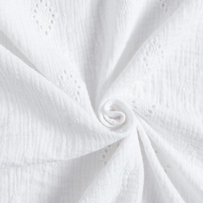 Double Gauze/Muslin Broderie Anglaise Diamond – white,  image number 3