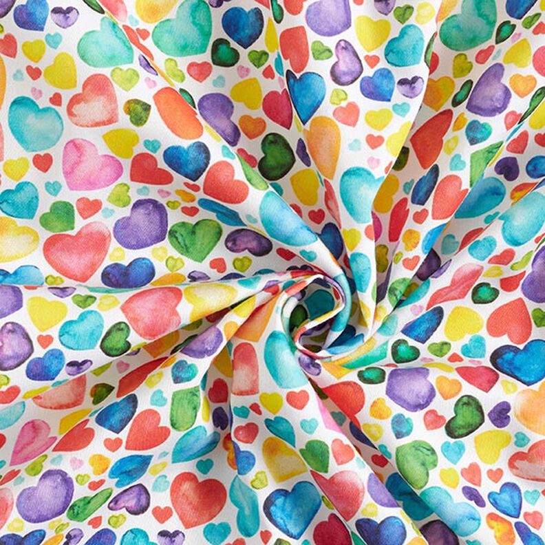 Cotton satin Colourful hearts,  image number 3