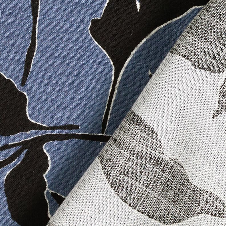 viscose fabric lush leaves  – blue grey/black,  image number 4