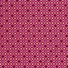 Cotton Poplin festive tiles – berry/gold, 