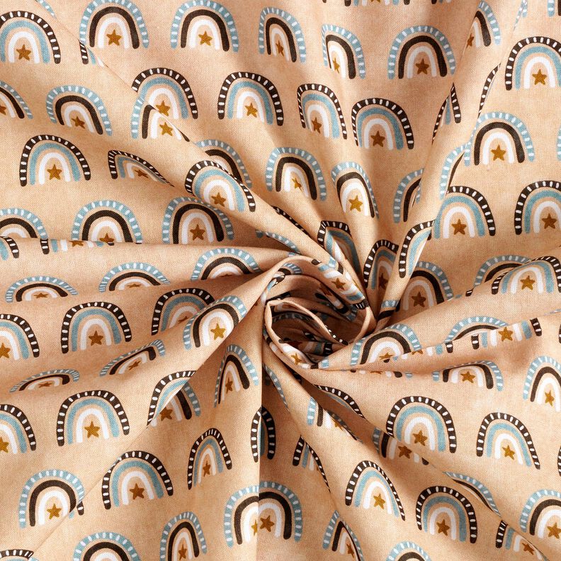 Cotton Poplin Rainbows Digital Print – beige, image number 3