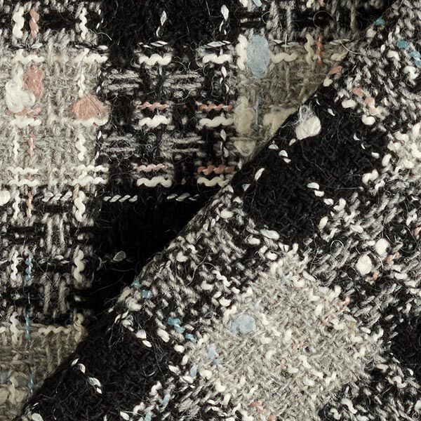 Loose wool blend fabric wide check – black/grey,  image number 4