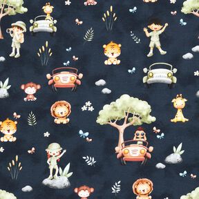 Cotton Jersey Safari digital print – midnight blue/pastel green, 