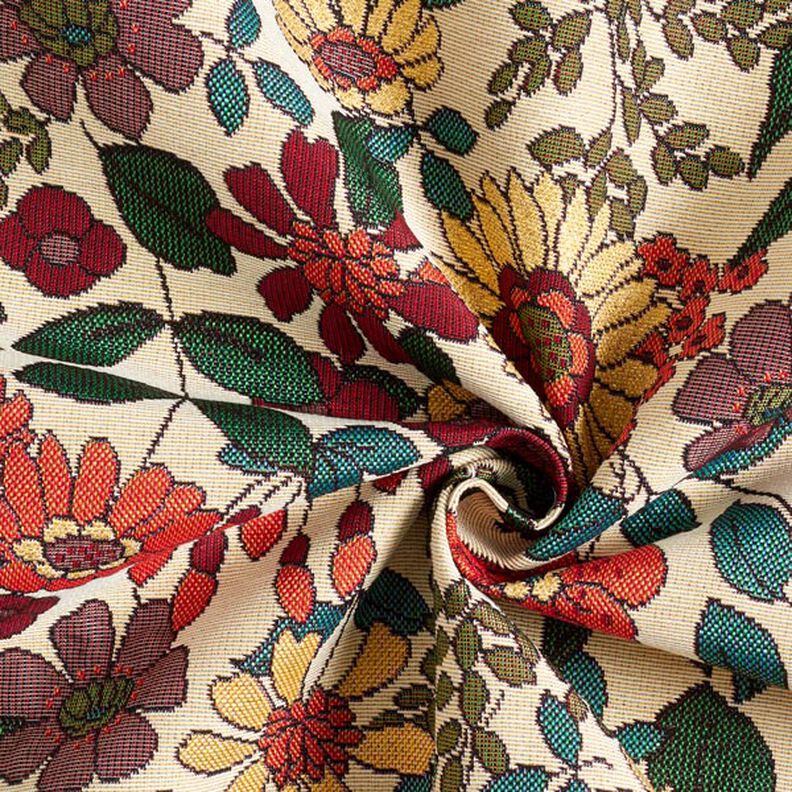 Decor Fabric Tapestry Fabric retro flowers – petrol,  image number 5