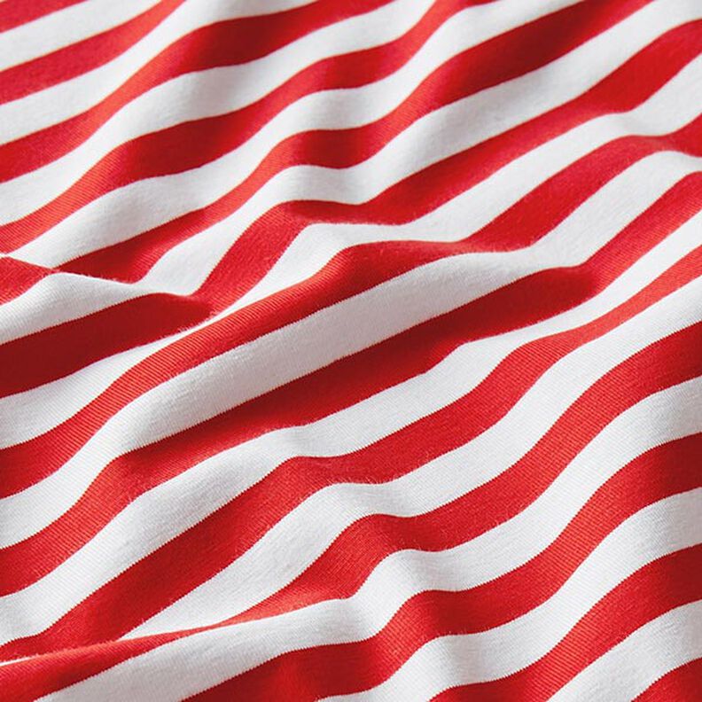 Cotton Jersey Wide Stripes – red/white,  image number 2