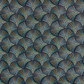 viscose fabric Retro fans – midnight blue/turquoise, 